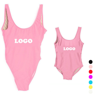 Belle jeune école rose pour filles bikini costumes de maillot de bain une pièce de maillot de bain pour maman et bébé